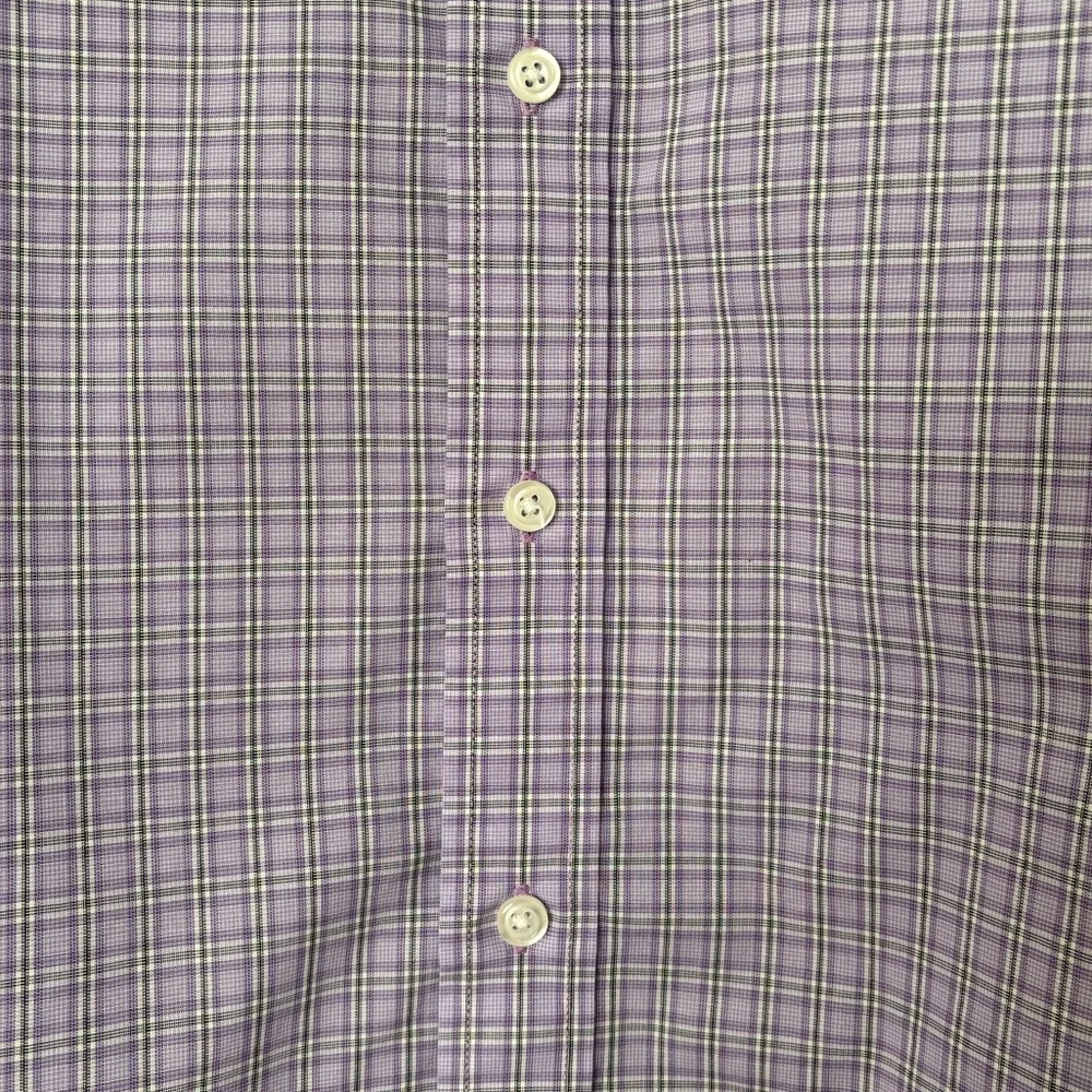 Haggar • Men's Classic Fit Lavender Plaid Button Down Shirt - Wrinkle Resistant - Picture 3 of 12